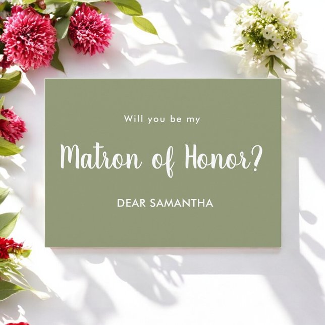 Matron of Honor Green Script Einladung (Von Creator hochgeladen)