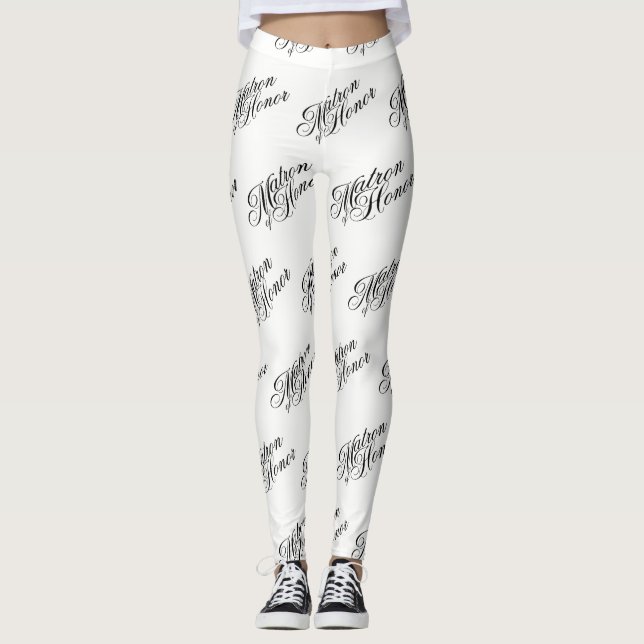 Matron of Honor Leggings - Black on White (Vorderseite)