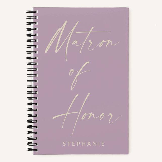 Matron of Honor Minimalistisch Lilac Personalisier Notizbuch (Vorderseite)