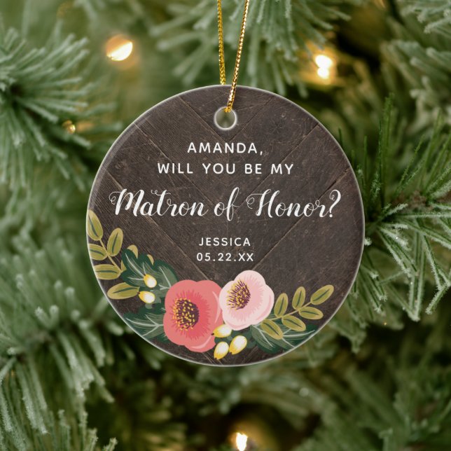 Matron of Honor Personalisiert Bridesmaid Vorschla Keramik Ornament (Baum)