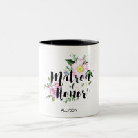 Matron of Honor Pink Floral Watercolor Hochzeit