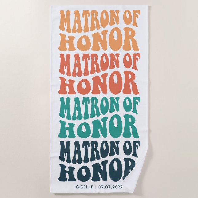 Matron of Honor Retro Pastel Gradient Strandtuch (Vorderseite)