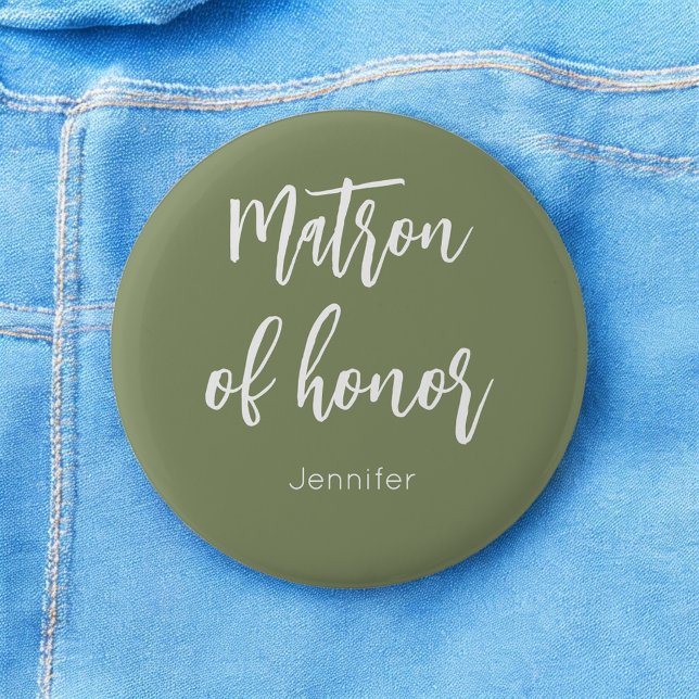 Matron of Honor Sage Green Wedding Button (Von Creator hochgeladen)