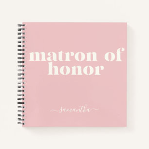 Matron of Honour Simple Modern Name Blush Pink Notizbuch