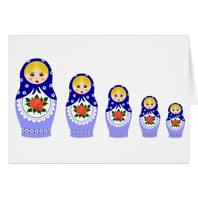 Matryoschka Puppen blau (Vorderseite (Horizontal))