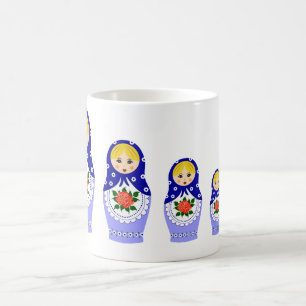 Matryoschka Puppen blau Tasse