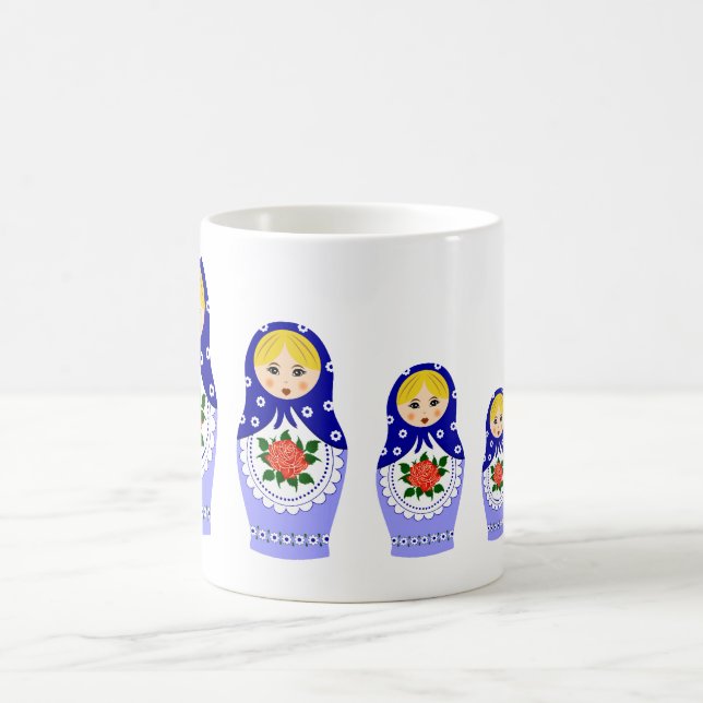 Matryoschka Puppen blau Tasse (Mittel)