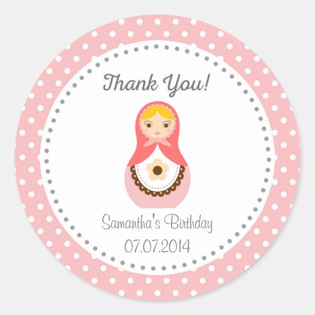 Matryoshka Doll Birthday Danke, Sticker (Vorderseite)