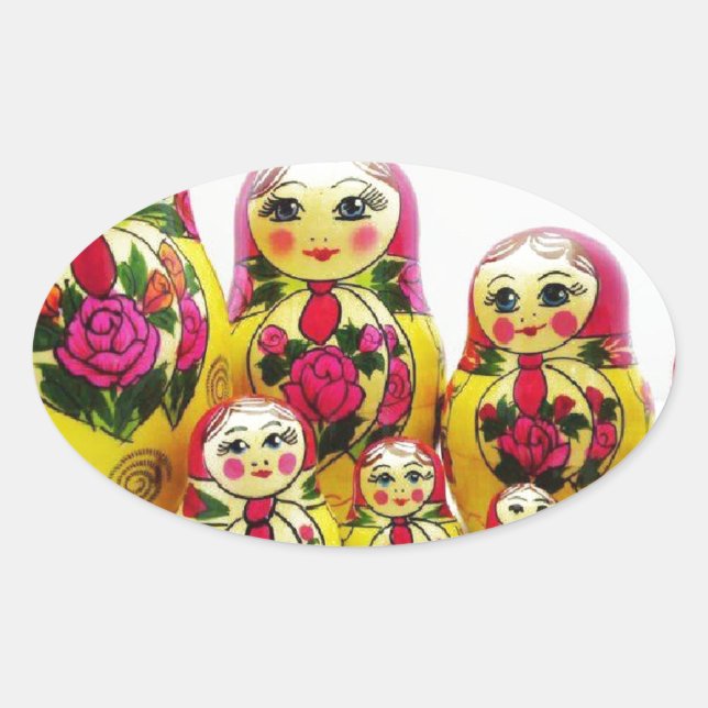 Matryoshka Dolls Ovaler Aufkleber (Vorderseite)
