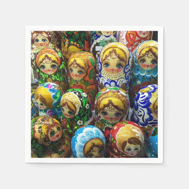Matryoshka Dolls Souvenir Kiosk Travel Foto Serviette (Vorderseite)