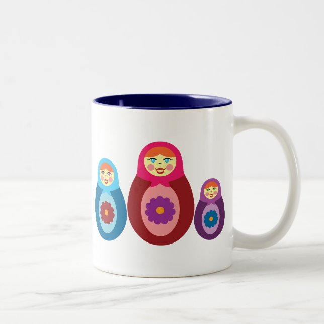 Matryoshka Dolls Zweifarbige Tasse (Rechts)