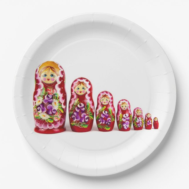Matryoshka Holzkulturmal - Russisch Pappteller (Vorderseite)