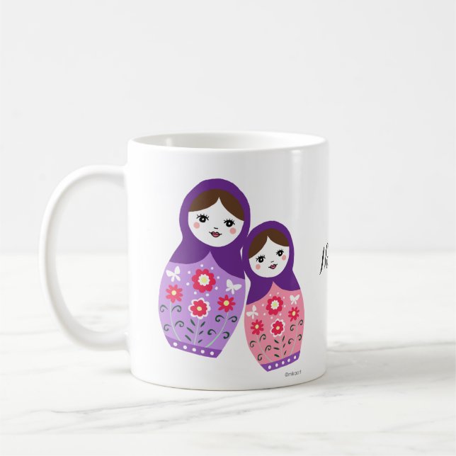 Matryoshka niedlich Russische Nestpuppen Mama Toch Kaffeetasse (Links)