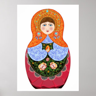 Matryoshka-Puppe in der russischen Volkskunst Khok Poster