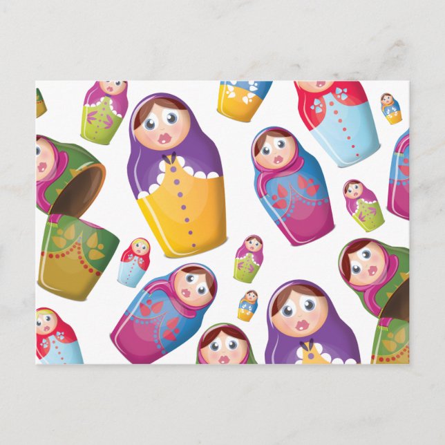 Matryoshka-Puppe - Russisches Muster für "Nested D Postkarte (Vorderseite)