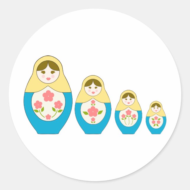 Matryoshka Russische Nesting Dolls Runder Aufkleber (Vorderseite)