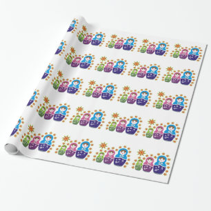 Matryoshka Russische Puppen & Sonnenblumen Geschenkpapier