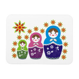 Matryoshka Russische Puppen & Sonnenblumen Magnet