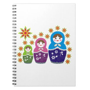 Matryoshka Russische Puppen & Sonnenblumen Notizblock