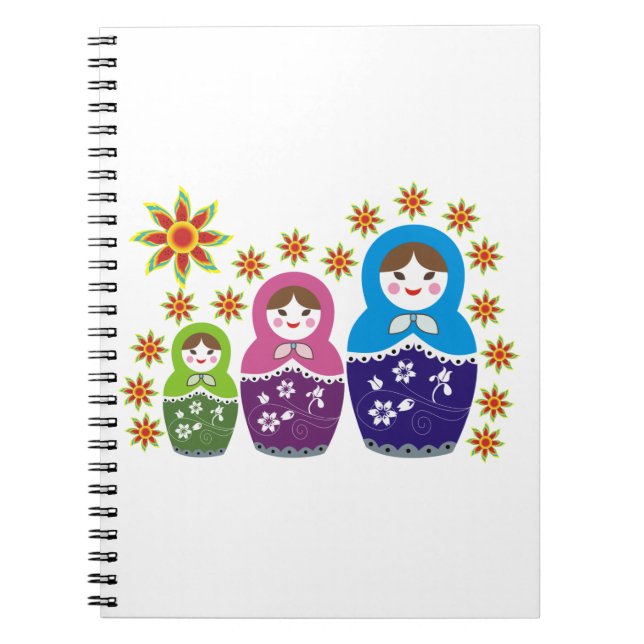 Matryoshka Russische Puppen & Sonnenblumen Notizblock (Vorderseite)