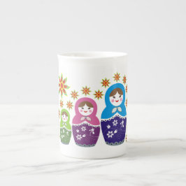 Matryoshka Russische Puppen & Sonnenblumen Prozellantasse