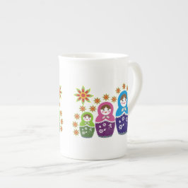 Matryoshka Russische Puppen & Sonnenblumen Prozellantasse