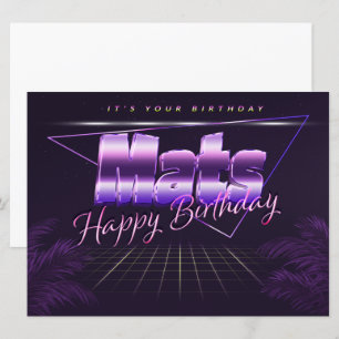 Mats Name Vorname lila retro Karte Geburtstag