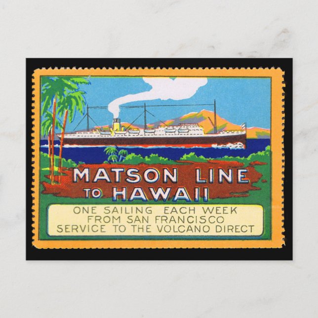 Matson Lines Poster Briefmarke um 1915 Postkarte (Vorderseite)