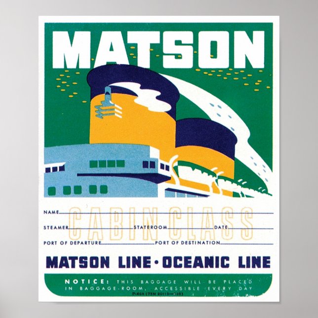 Matson Oceanic Line Poster (Vorne)