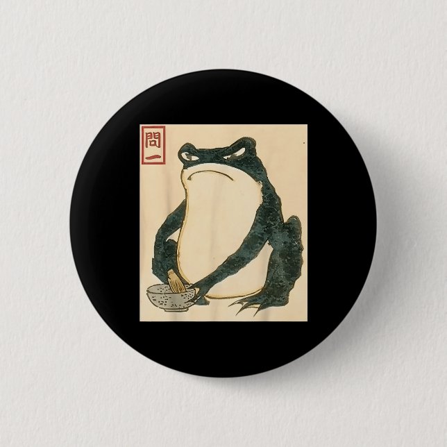 Matsumoto Hoji Japanischer Frog Ukiyo-e Toad Meme  Button (Vorderseite)