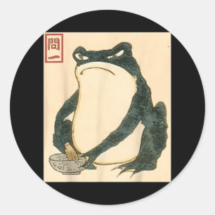 Matsumoto Hoji Japanischer Frog Ukiyo-e Toad Meme  Runder Aufkleber