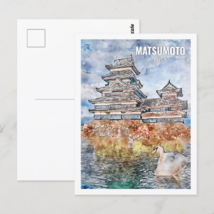 Matsumoto Japan Berühmter Platz Wasserfarbe Postkarte