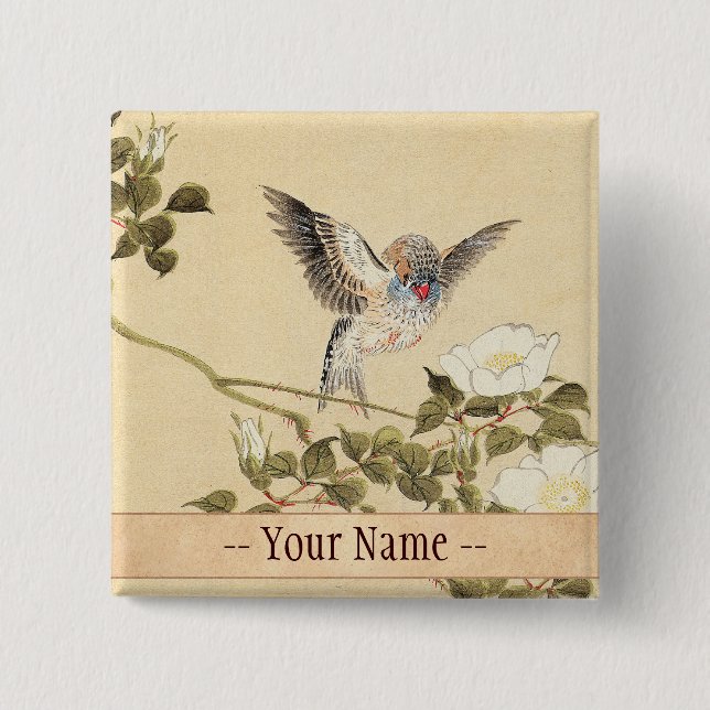 Matsumoto Keibun Bird und Blume Album Zebra Finch Button (Vorderseite)