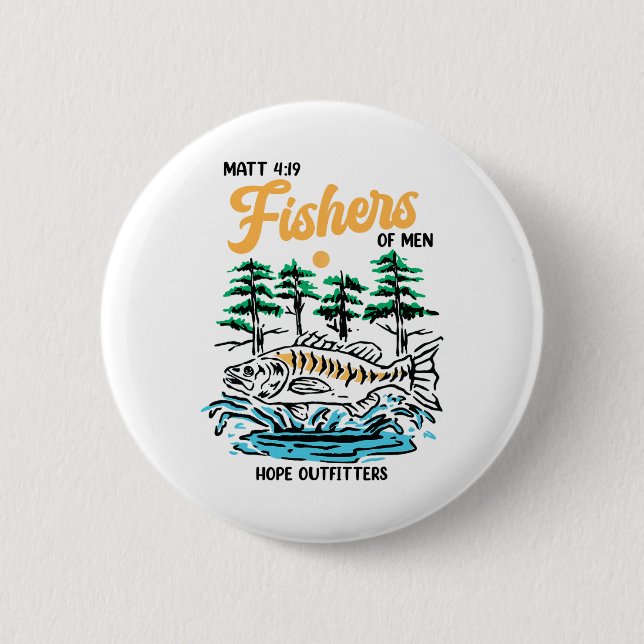 Matt 419 Fischer der Menschen Christliches Fischen Button (Vorderseite)
