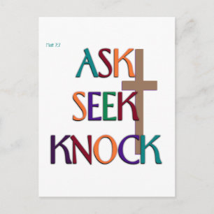 Matt 7:7 christliche Geschenkgutscheine, individue Postkarte