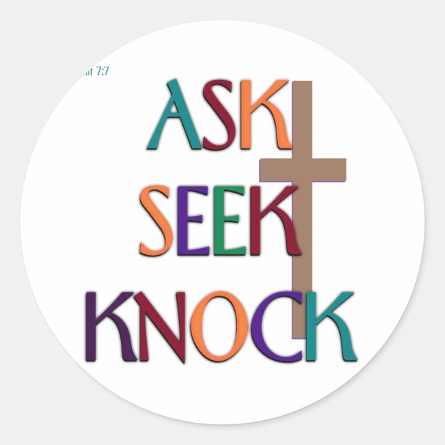 Matt 7:7 christliche Geschenkgutscheine, individue Runder Aufkleber (Vorderseite)
