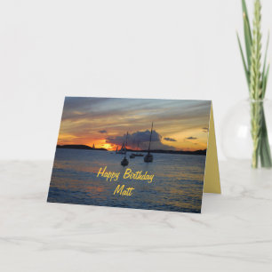 Matt Happy Birthday Sailboats bei Sunset Karte