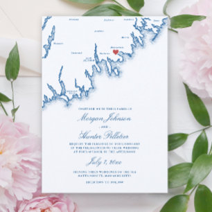 Mattapoisett MA Karte Elegante Navyblaue Hochzeit