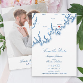 Mattapoisett MA Map Elegant Navy Blue Wedding Save The Date