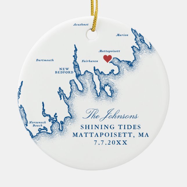 Mattapoisett MA Wedding Photo First Christmas Keramik Ornament (Vorne)