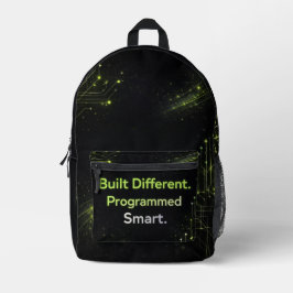 Matte black and electric lime patterns AI art Bedruckter Rucksack