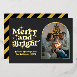 Matte Black & Gold Modernes Retro Weihnachtsfest F Folien Feiertagskarte