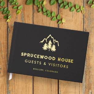 Matte Black Gold Mountains Pines BnB Mieterhaus Gästebuch