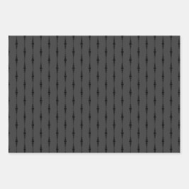 Matte Black & Gray Ästhetische Muster Geschenkpapier Set