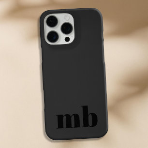 Matte Black Minimalistisch Modern Initial Monogram iPhone 16 Pro Max Hülle