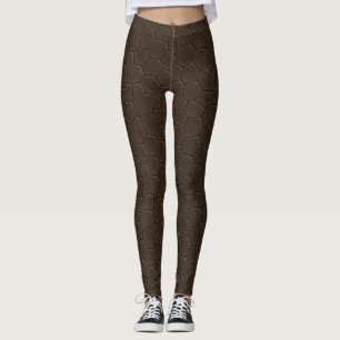 Matte Caiman Scale Pattern - Dark Rich Brown Leggings