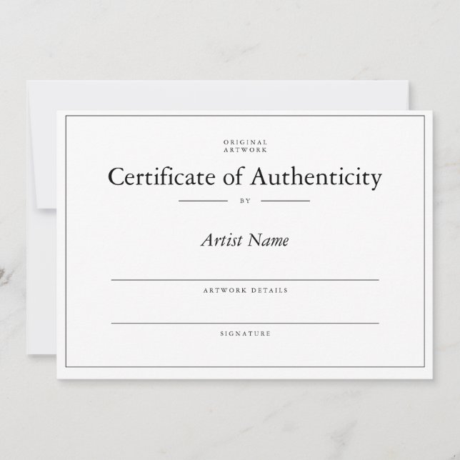 Matte Certificate Authenticity for Art Einladung (Vorderseite)