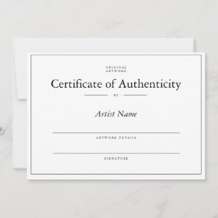 Matte Certificate Authenticity for Art Einladung