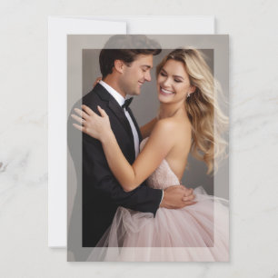Matte Frame Foto Hochzeit goldbeige Einladung