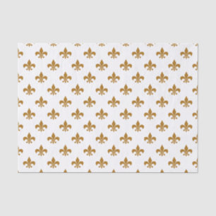 Matte Gold Fleur-de-lis auf Weiß Seidenpapier